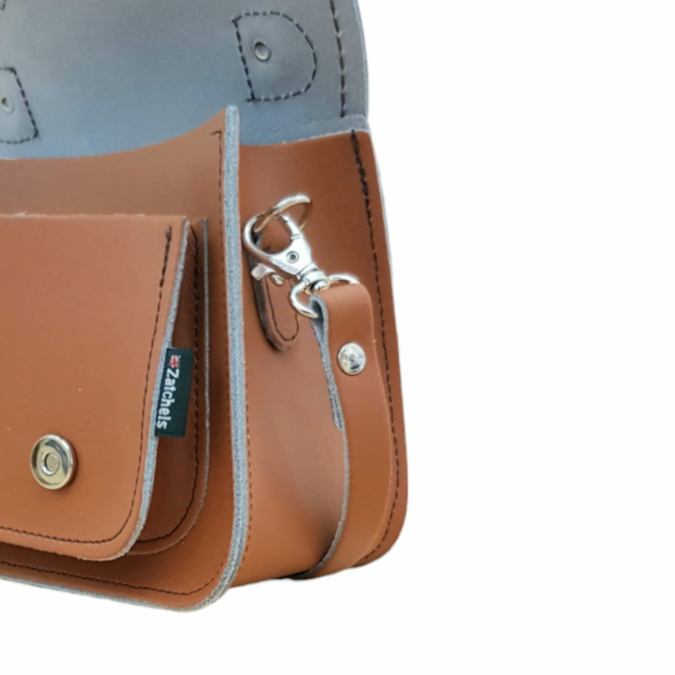 Handmade Leather Micro Satchel in Burnt Orange