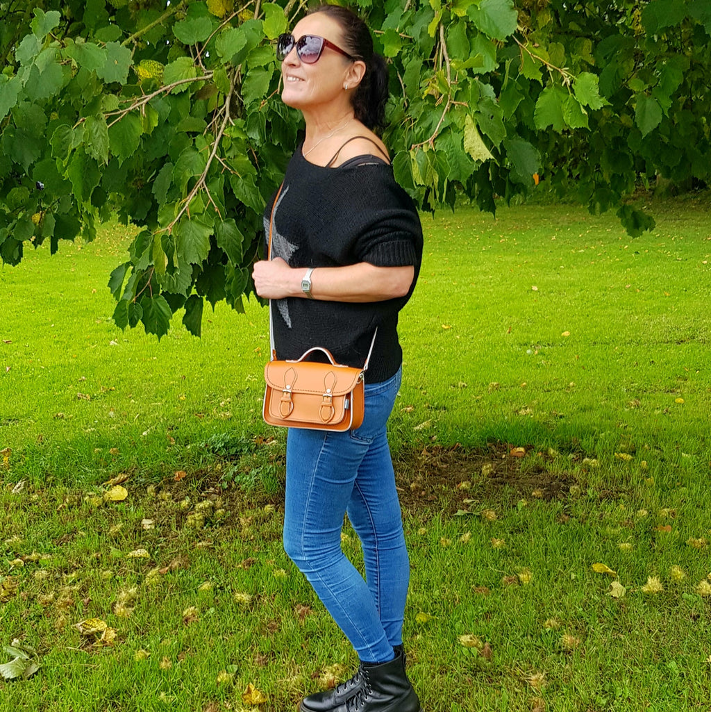 Handmade Leather Micro Satchel in Burnt Orange