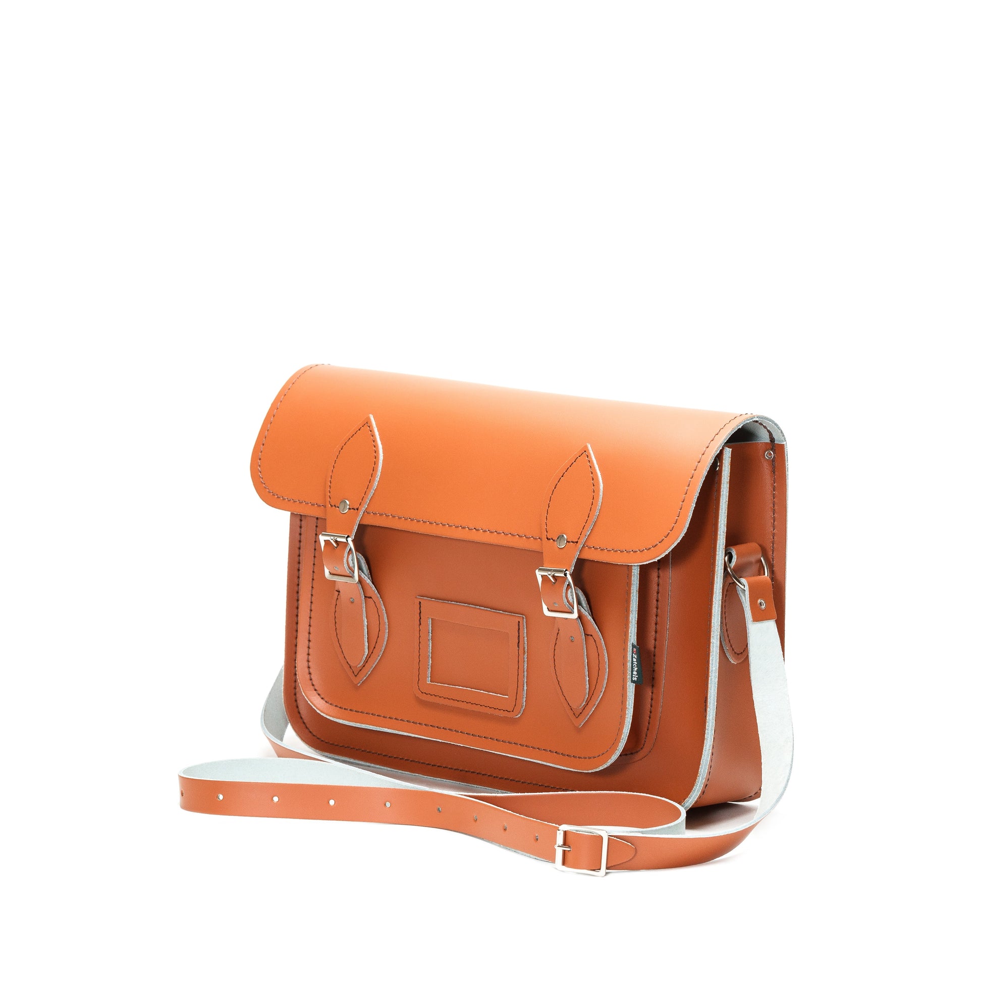 Handmade Leather Satchel in Burnt Orange