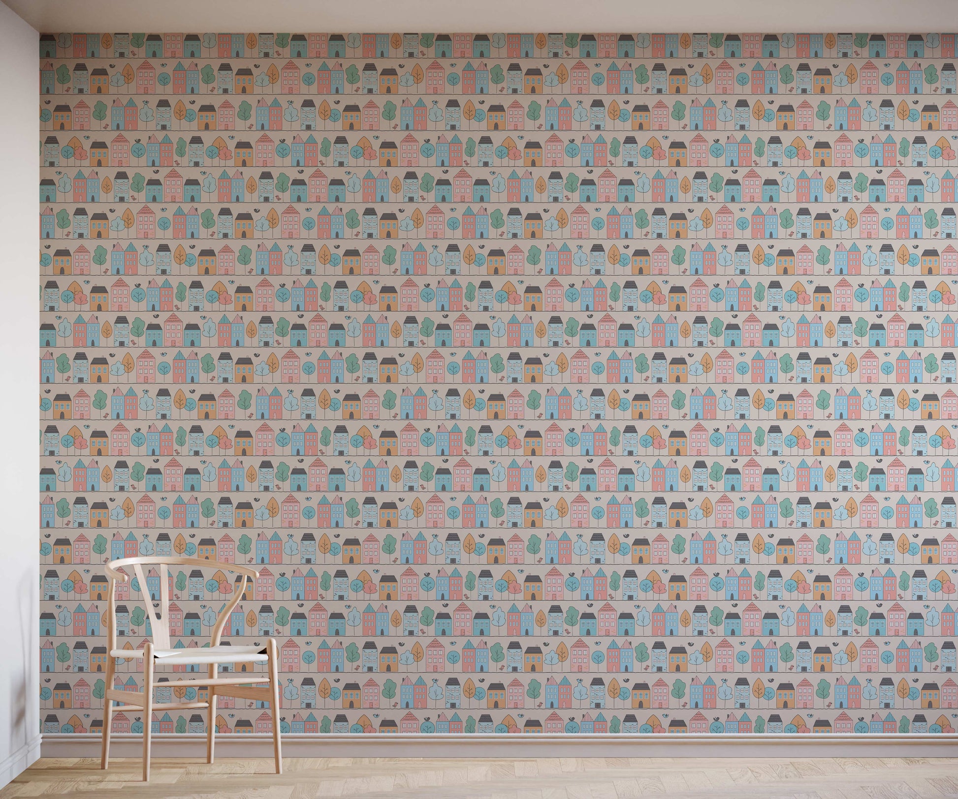 Bustle Toy Town Wallpaper for Children