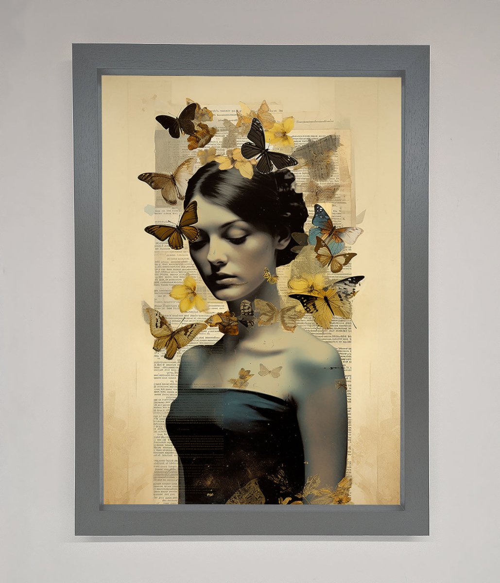 Butterfly Book Woman Framed Poster