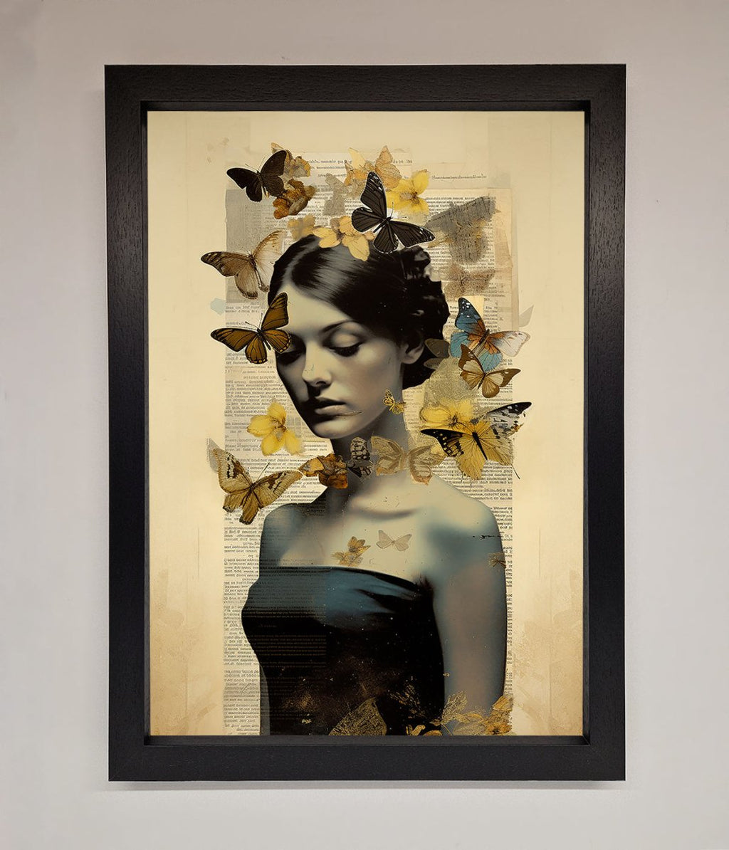 Butterfly Book Woman Framed Poster