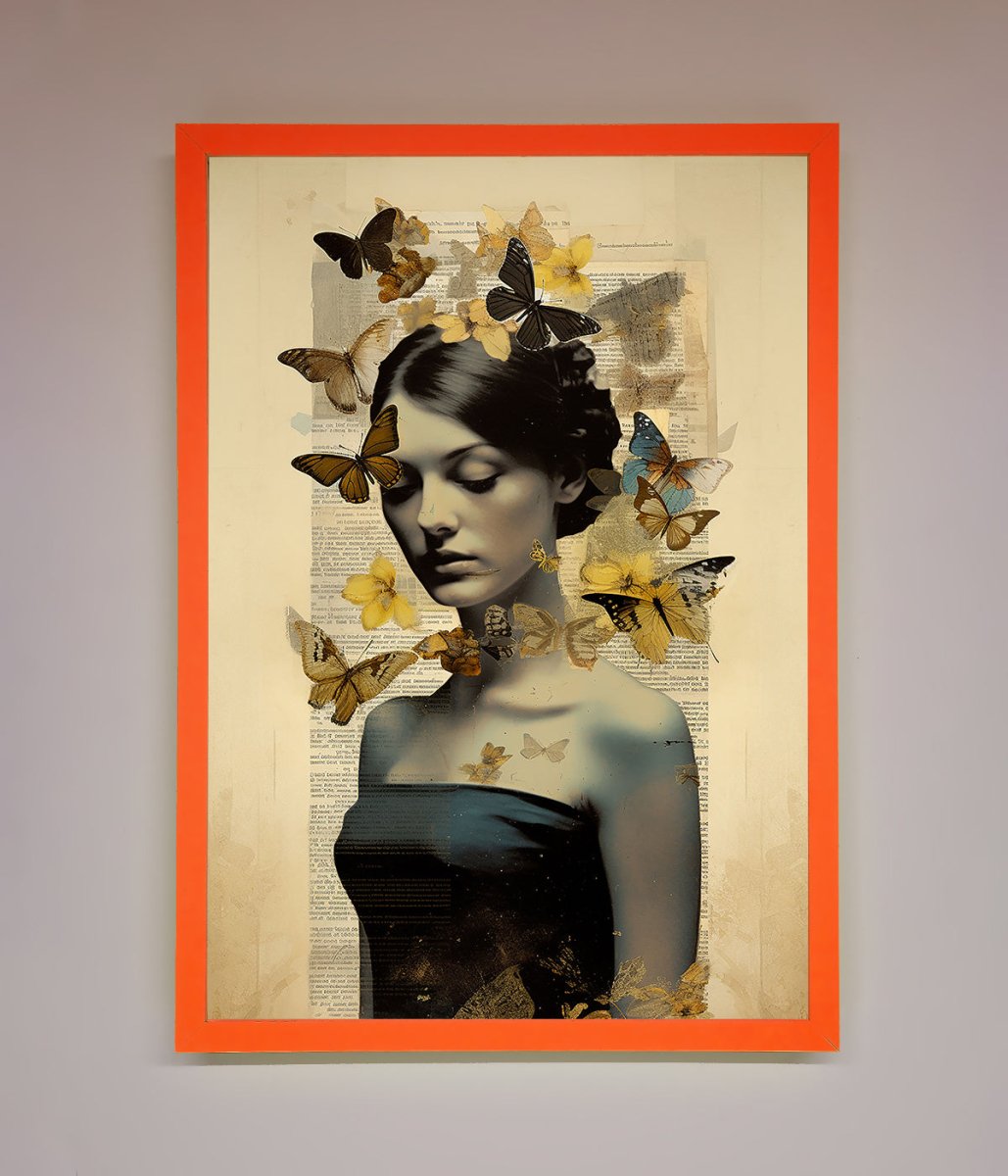 Butterfly Book Woman Framed Poster