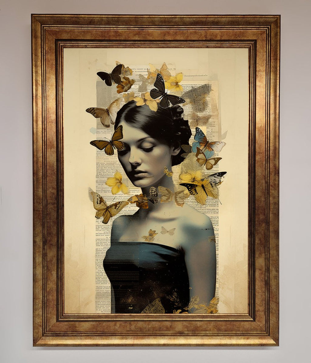 Butterfly Book Woman Framed Poster
