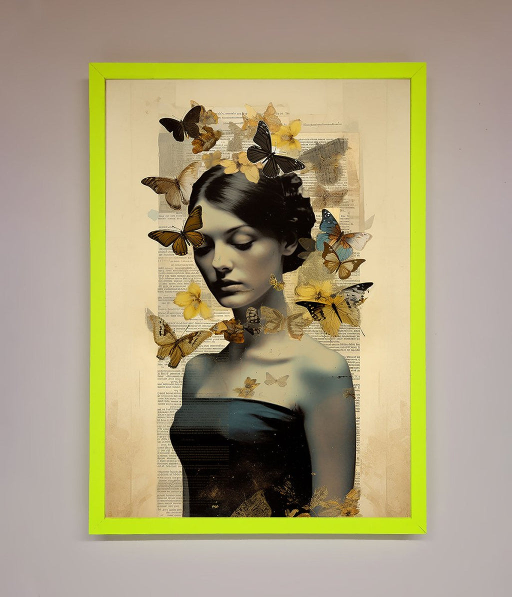 Butterfly Book Woman Framed Poster