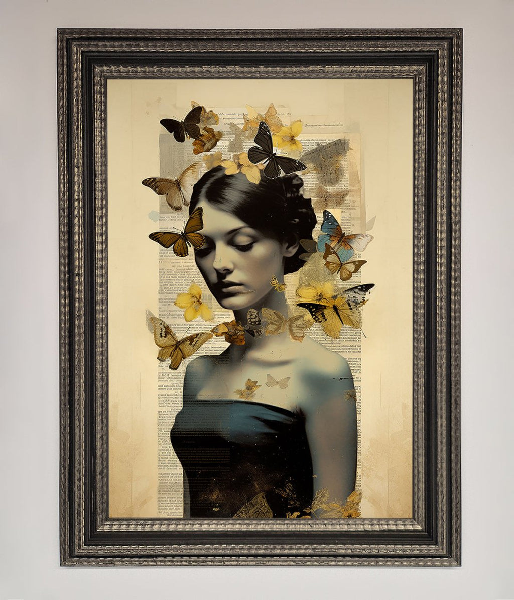 Butterfly Book Woman Framed Poster