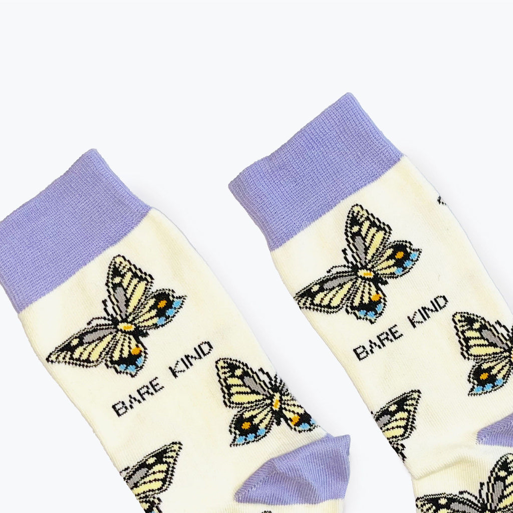 Save the Butterflies Bamboo Socks in Cream