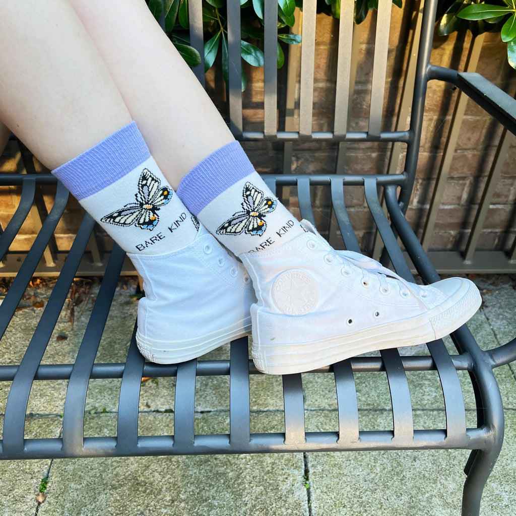 Save the Butterflies Bamboo Socks in Cream