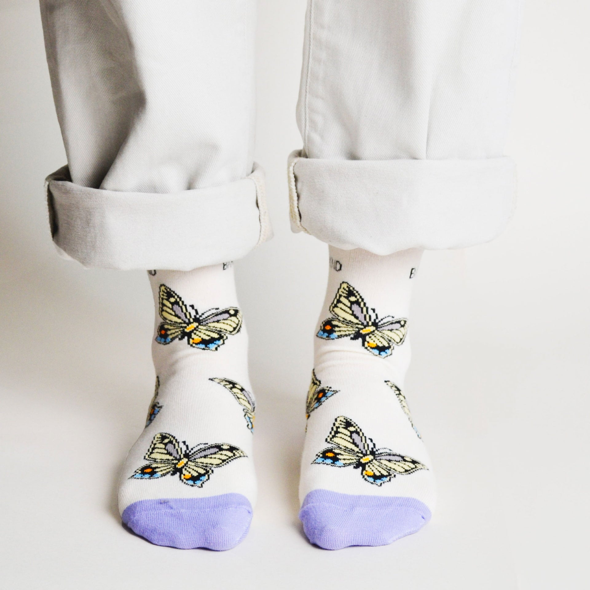 Save the Butterflies Bamboo Socks in Cream