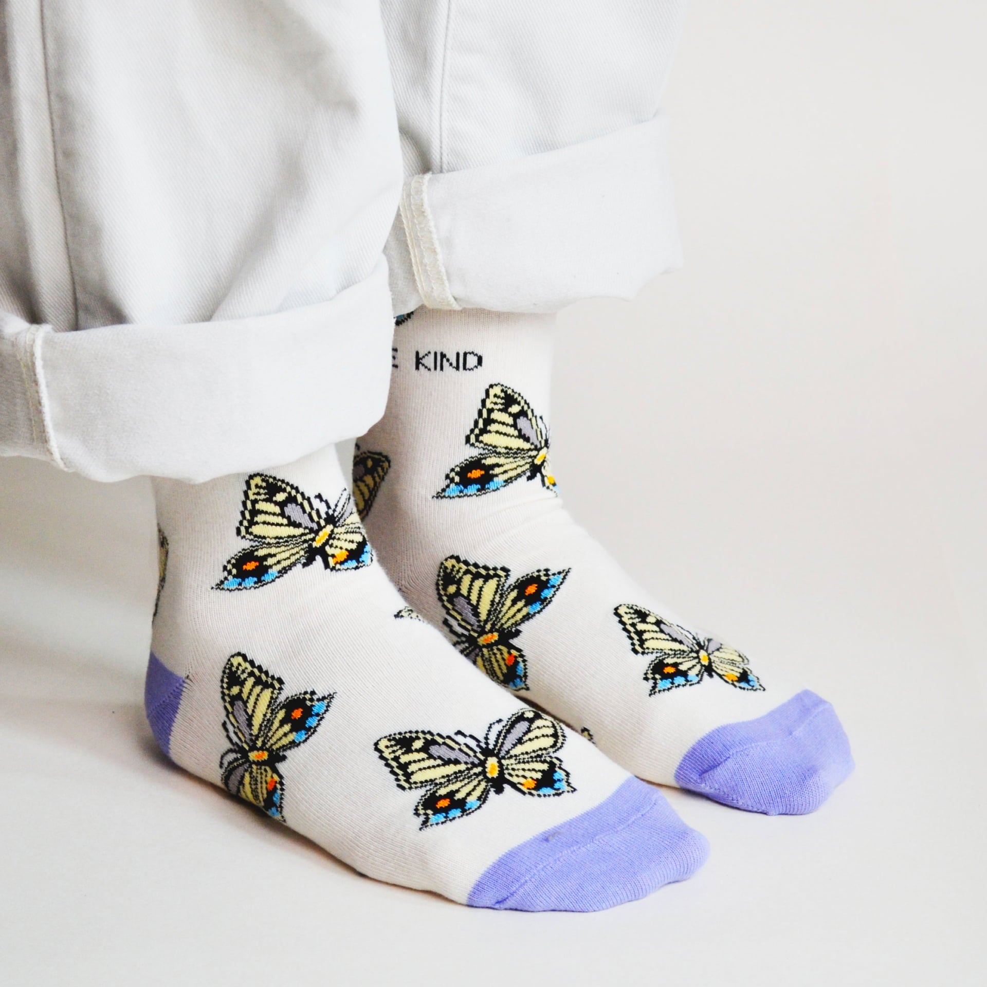 Save the Butterflies Bamboo Socks in Cream