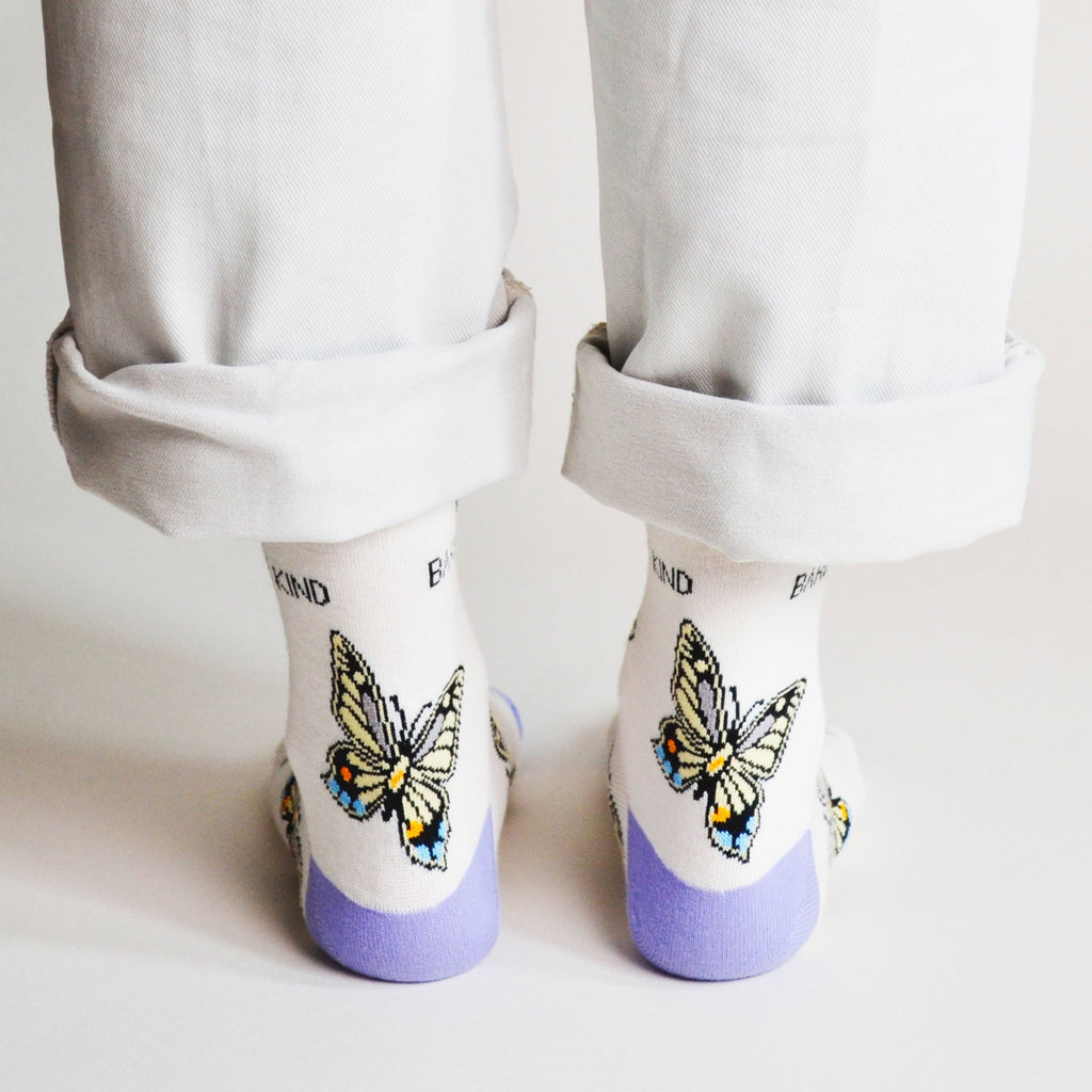 Save the Butterflies Bamboo Socks in Cream
