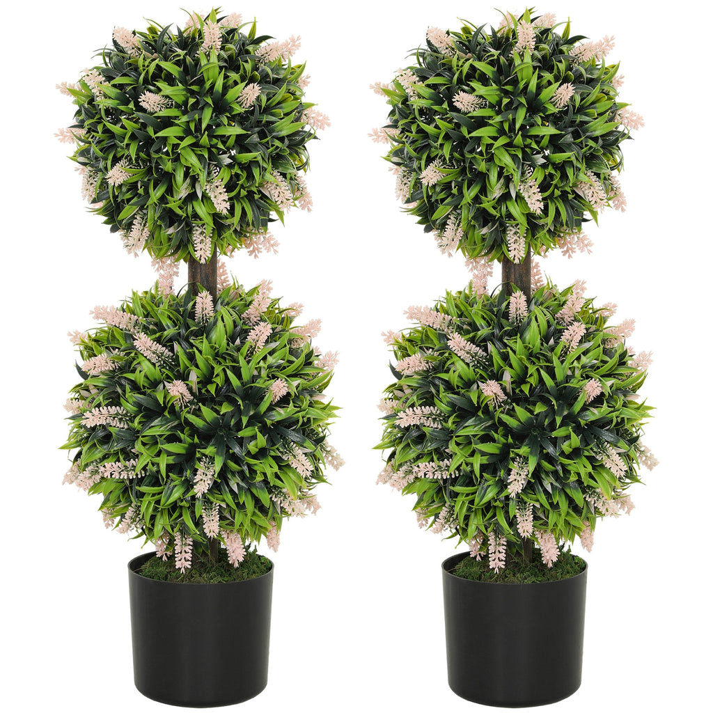 Set of 2 Potted Artificial Plants with Lavender Flowers