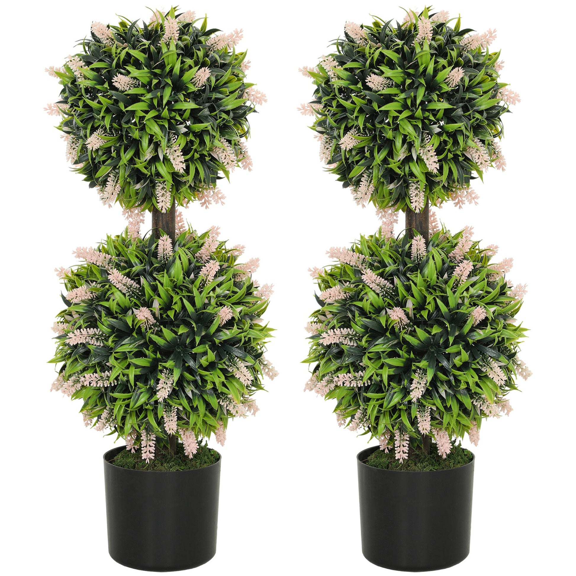 Set of 2 Potted Artificial Plants with Lavender Flowers