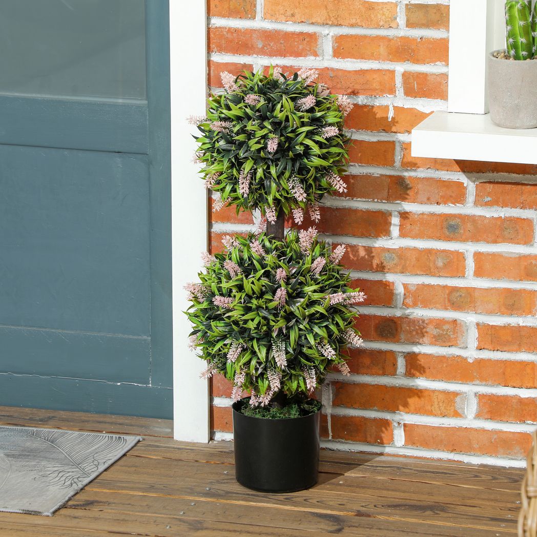 Set of 2 Potted Artificial Plants with Lavender Flowers