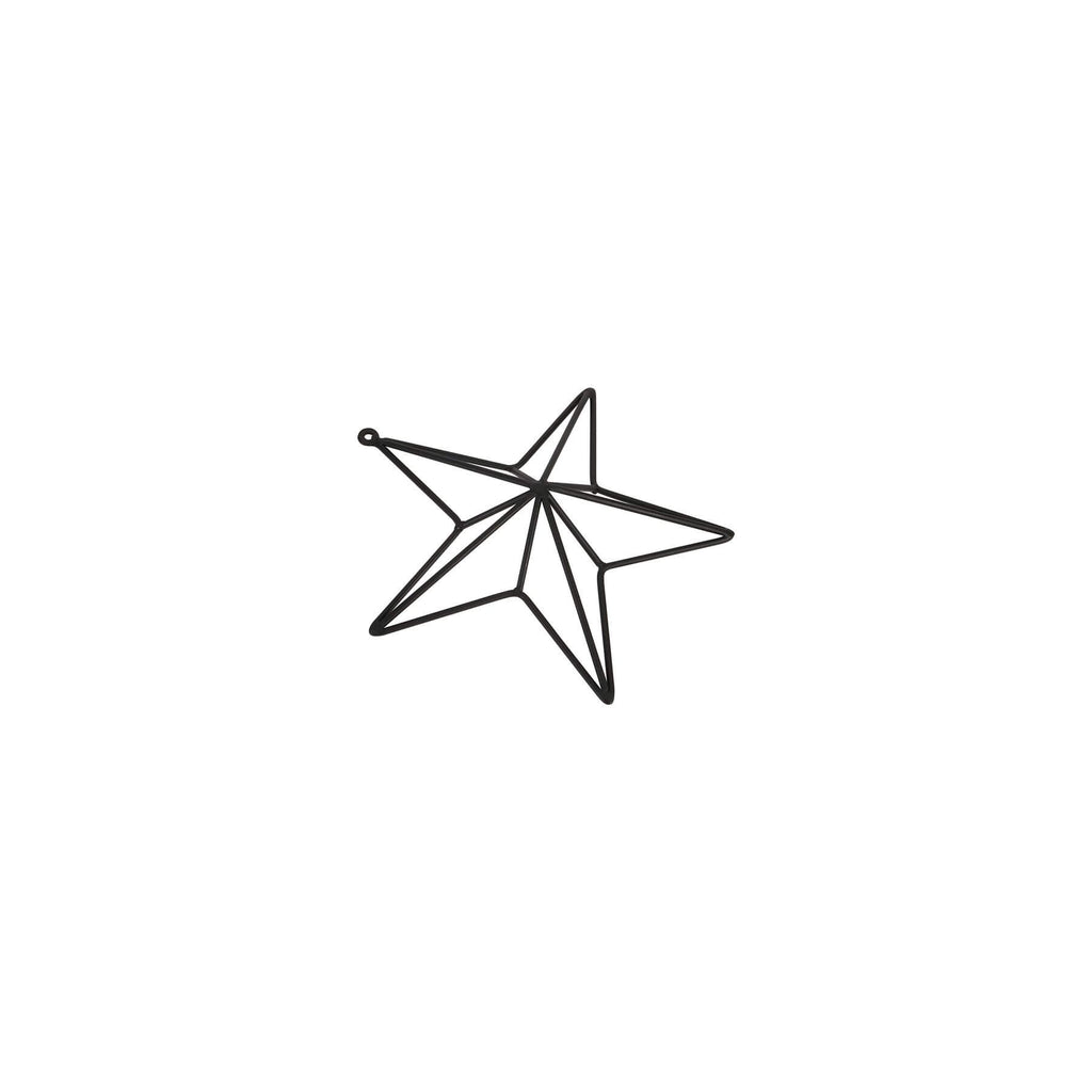 Matte black convex metal star wall art, modern 35cm contemporary decor with dimensional depth by RoomLondon at brixbailey.com
