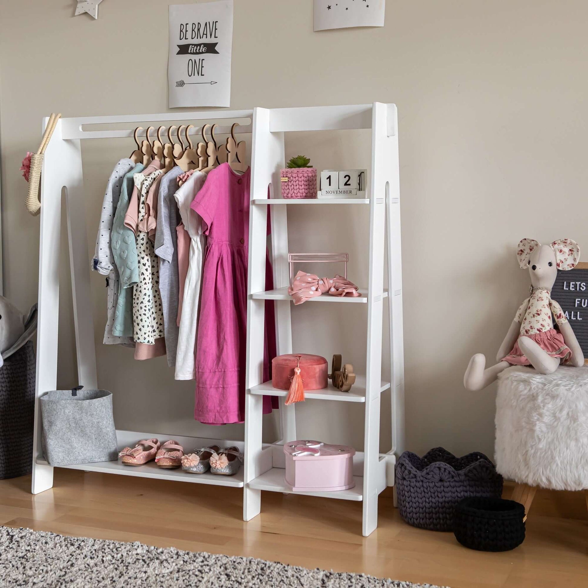 Wooden Toddler Clothing Rack – Stylish & Practical Montessori Storage by Montessori House Bed at www.brixbailey.com