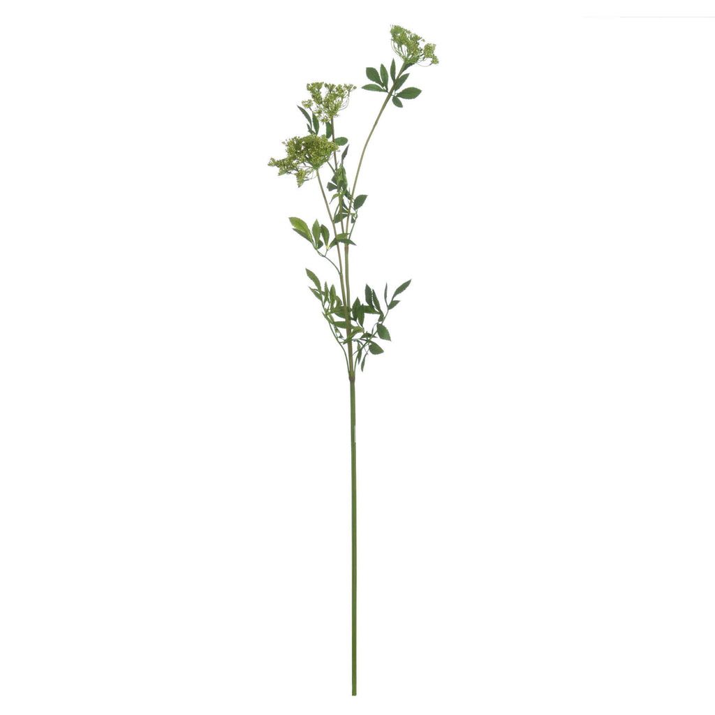 Artificial cow parsley stem with white blooms and green foliage, 100cm tall, realistic wildflower decor for arrangements by sostter at brixbailey.com