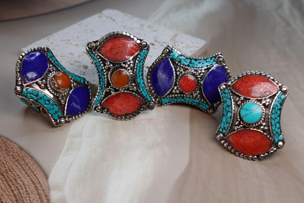 Mosaic Heritage Boho Gemstone Statement Rings