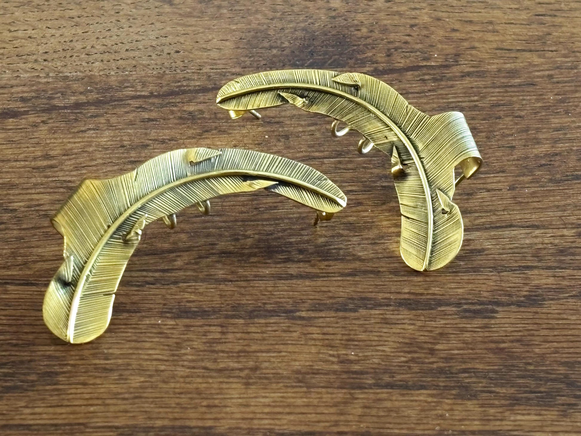 Feather Ear Cuffs Brass Statement Ear Climbers