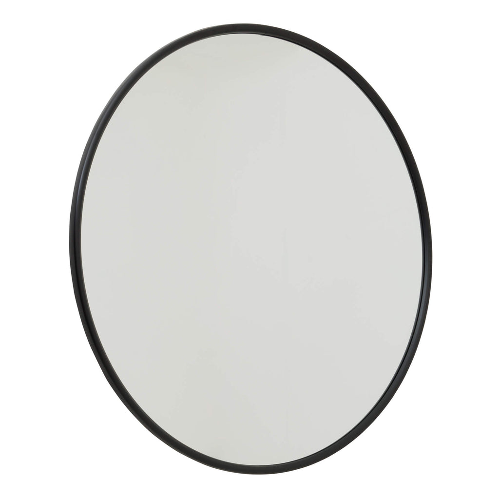 120cm floating black circle mirror with thin metal frame for modern decor by RoomLondon at brixbailey.com