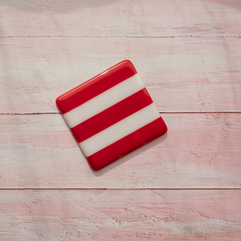 Striped Dual Coloured Glass Coaster 10cm Bullseye