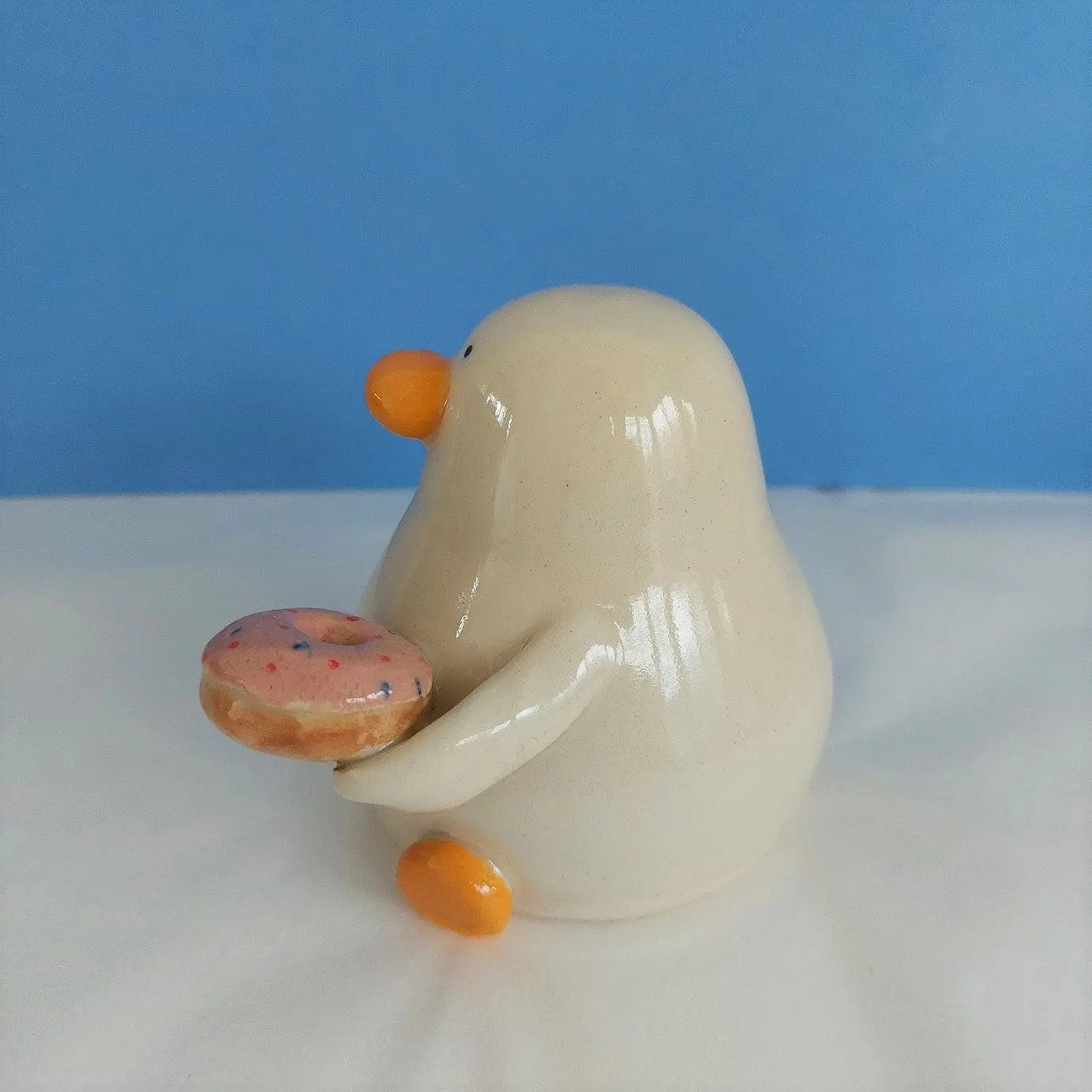 Doughnut Duck Ceramic Ornament