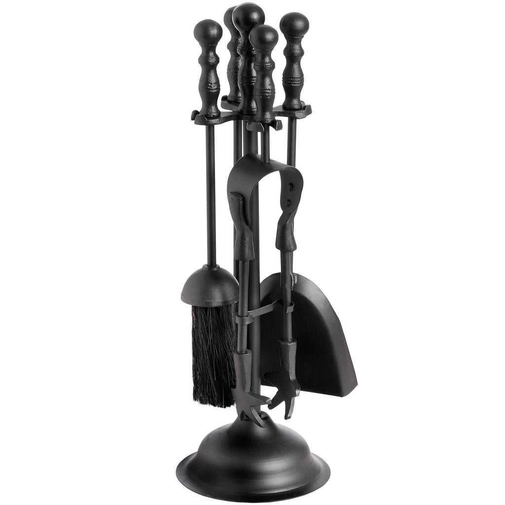 Black Duchess fireplace set with ornate steel detailing, elegant matte finish, and regal design for hearth decor by Sostter at brixbailey.com