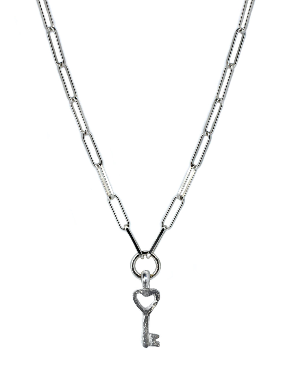 Key to My Heart Trace Chain Necklace in Sterling Silver