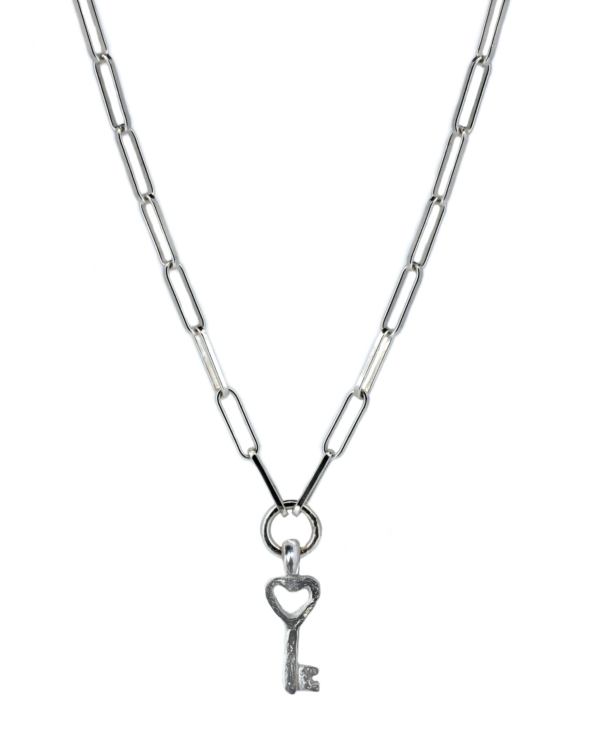 Key to My Heart Trace Chain Necklace in Sterling Silver