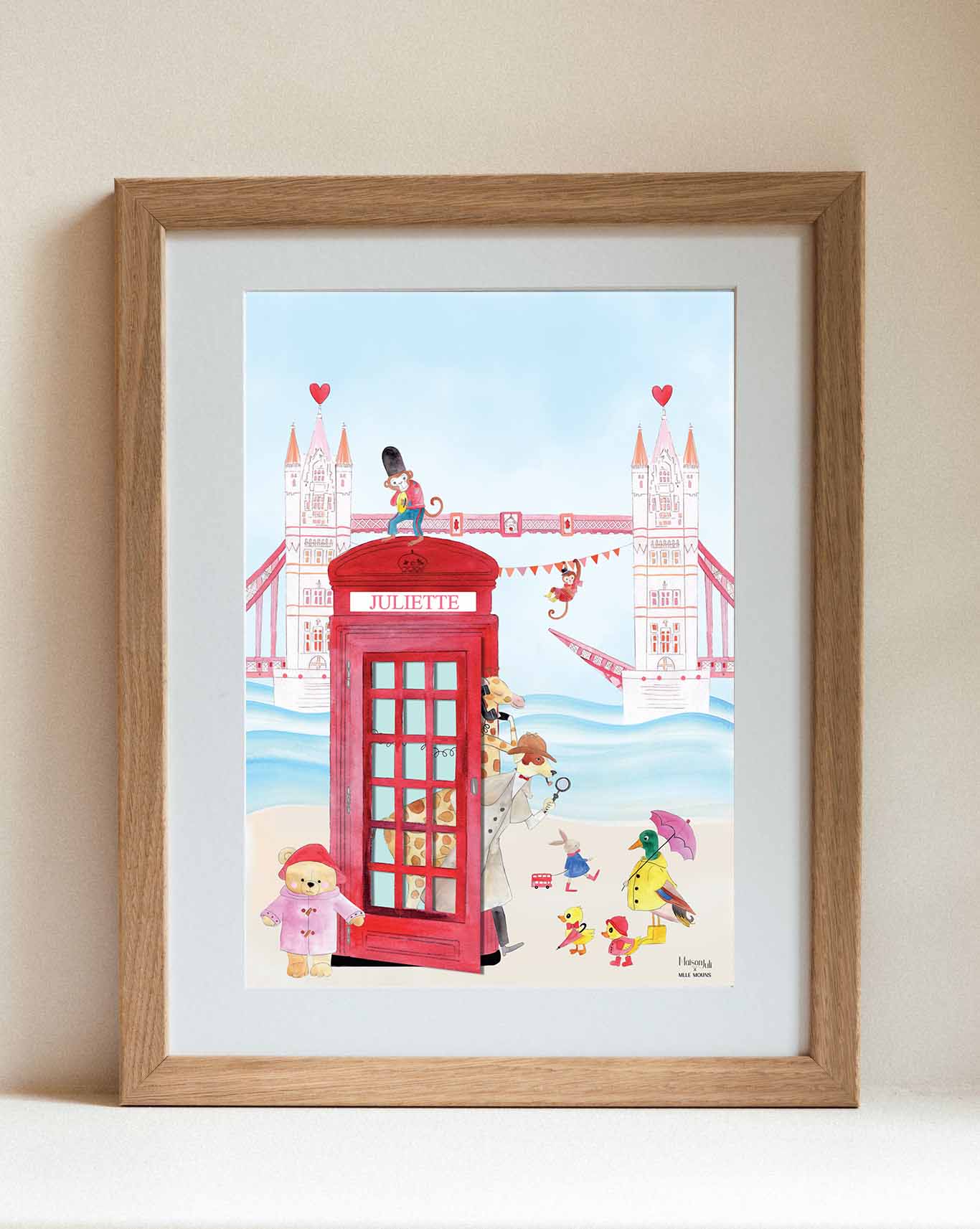 London Bridge Telephone Cabin Print for Girls Personalised
