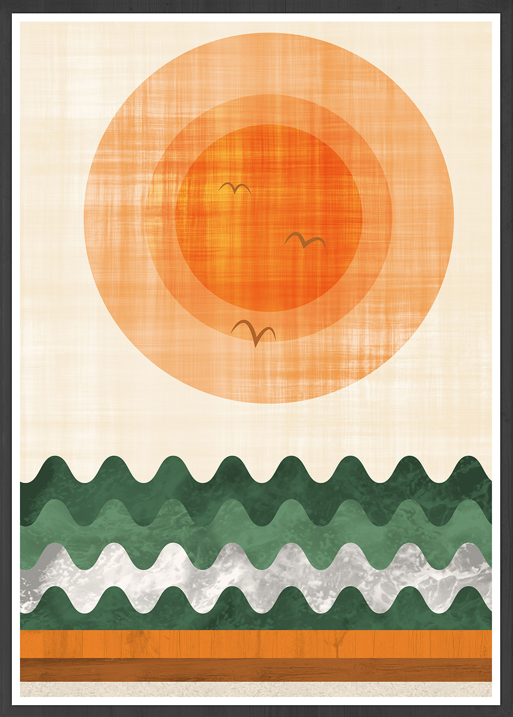 Calm Sea Tangerine Sunset Art Print