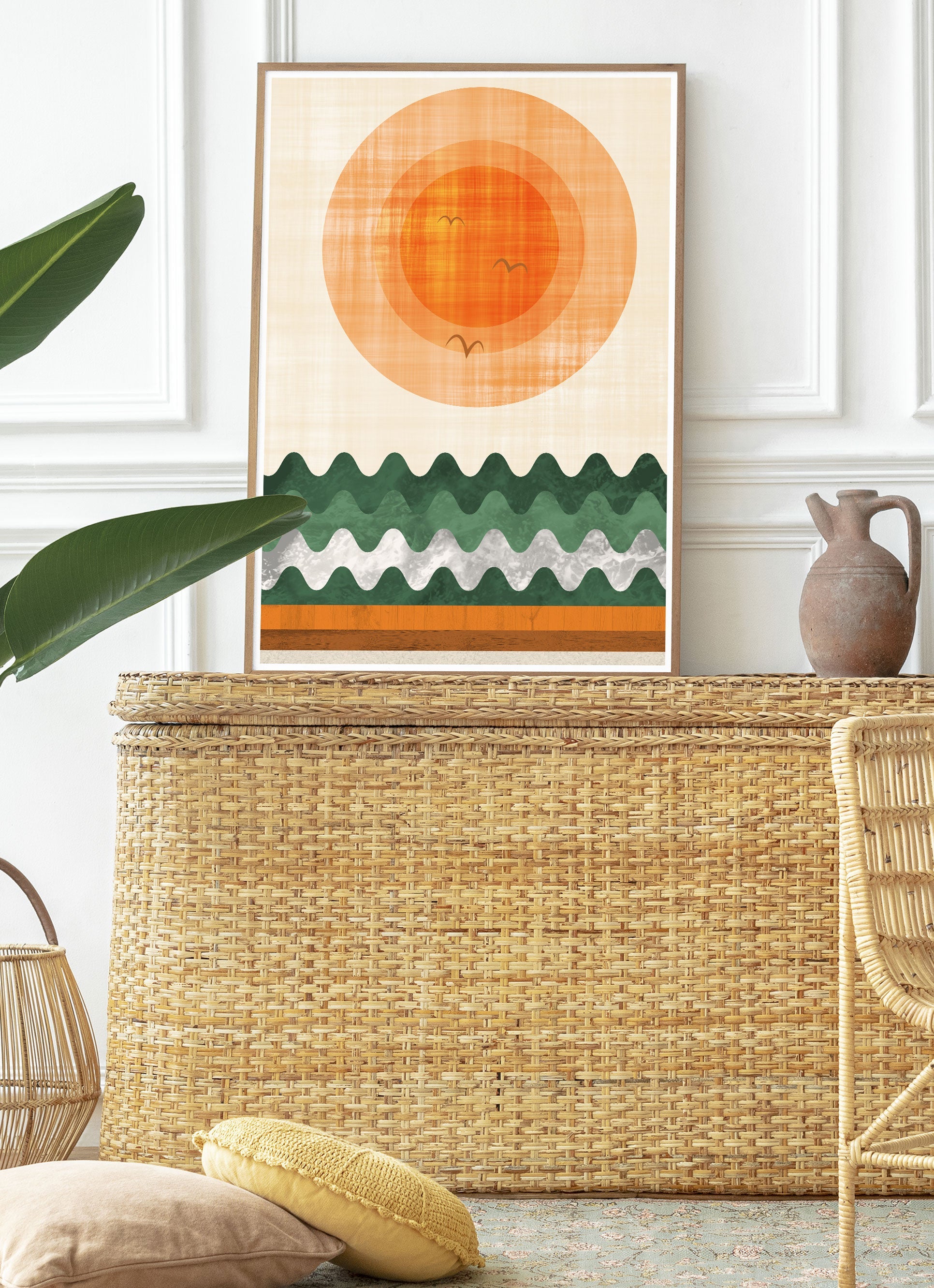 Calm Sea Tangerine Sunset Art Print