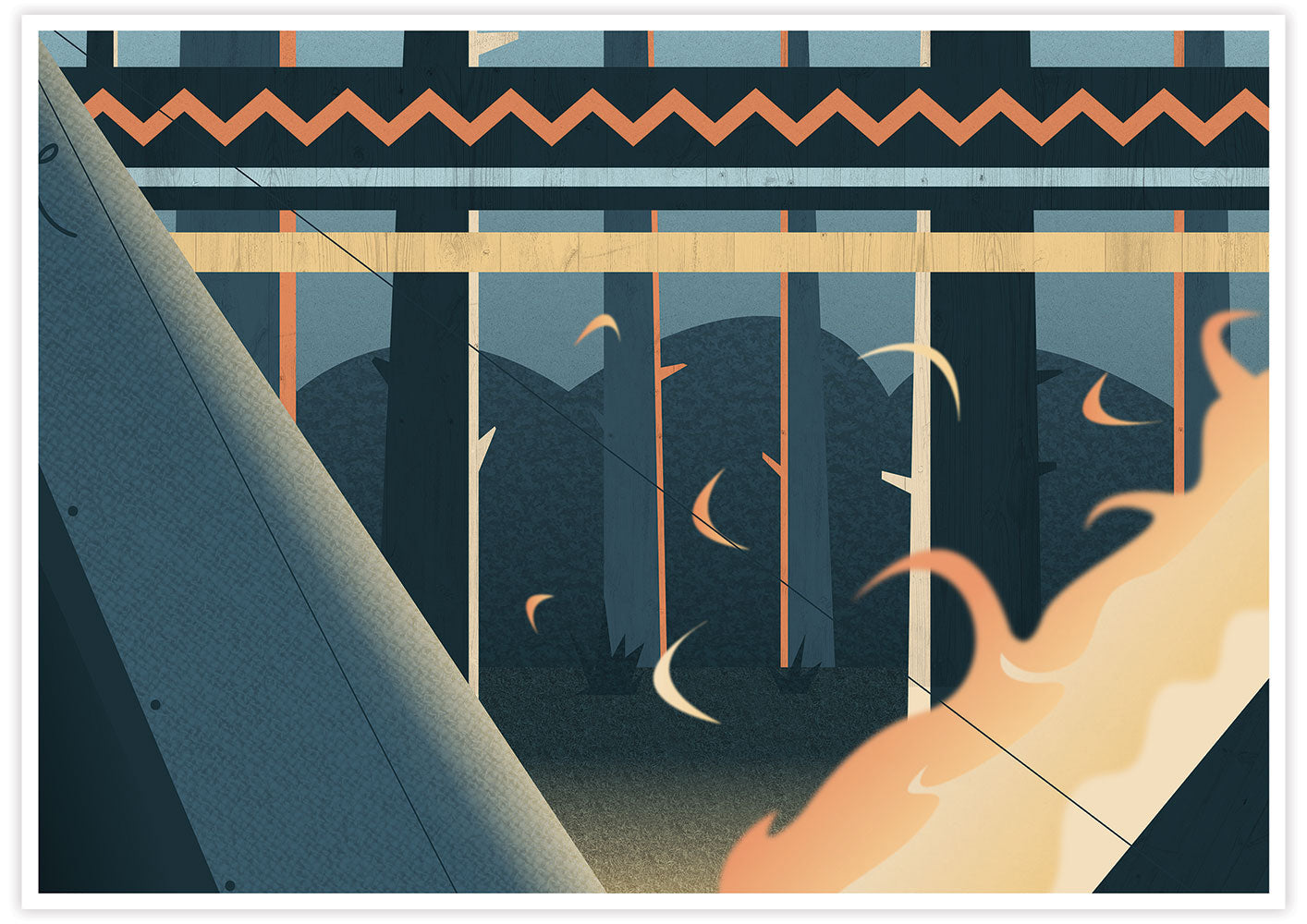 Campfire Digital Illustration Art Print