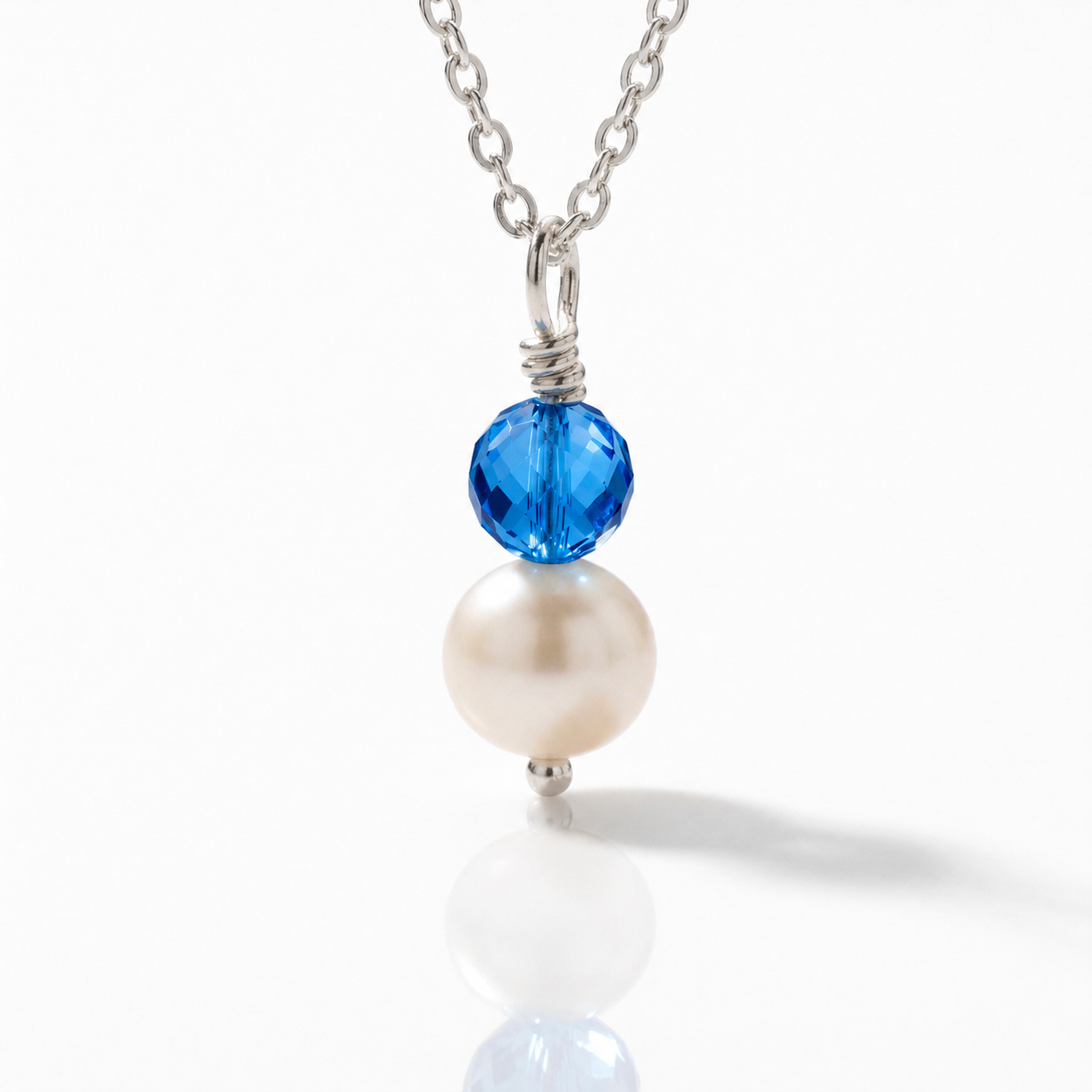 Pearl and Crystal Necklace in Sterling Silver