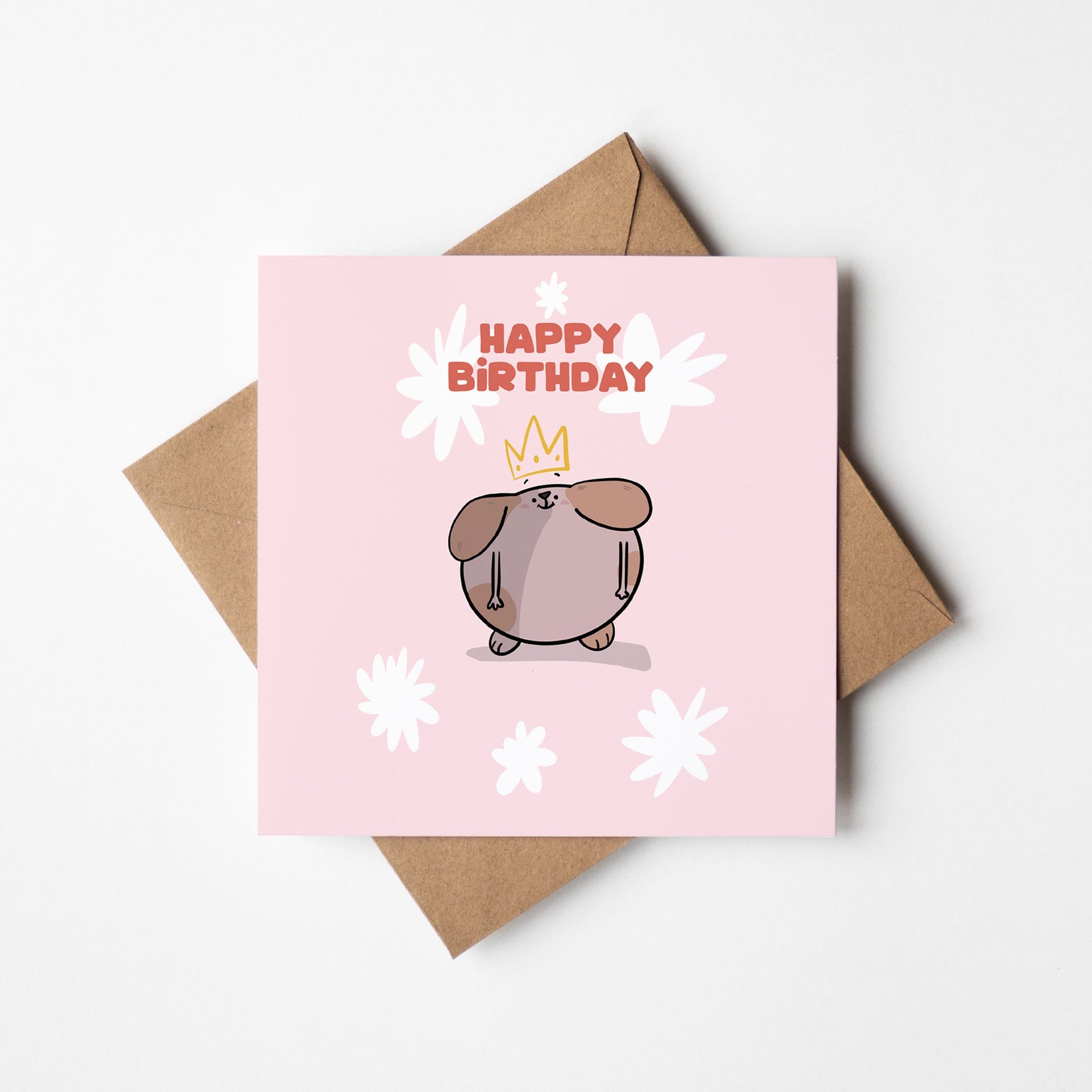 Happy Birthday Queen Card with Crown Dog
