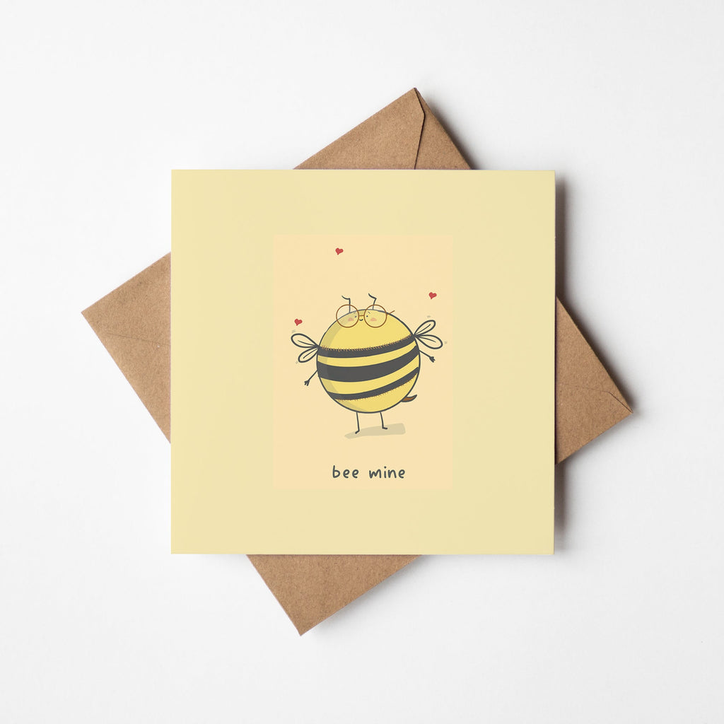 Bee Mine Round Greeting Card with Hearts