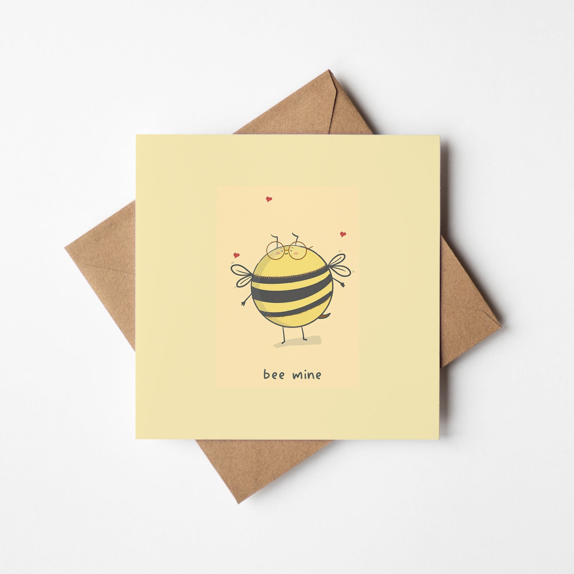 Bee Mine Round Greeting Card with Hearts