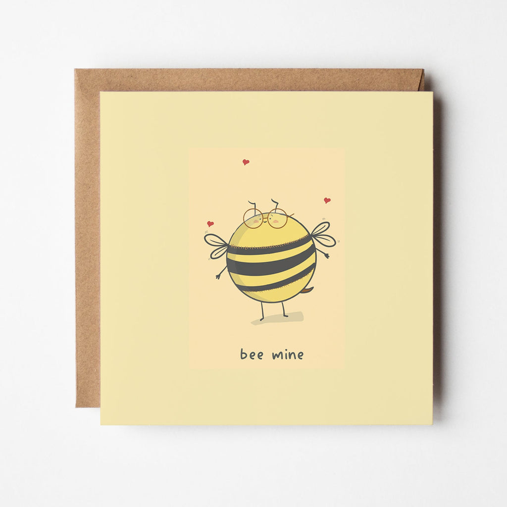 Bee Mine Round Greeting Card with Hearts