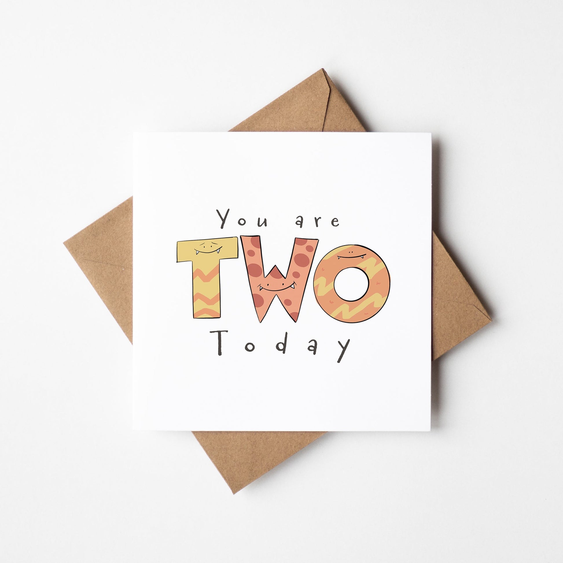 You Are 2 Today Cute Monster Milestone Birthday Card