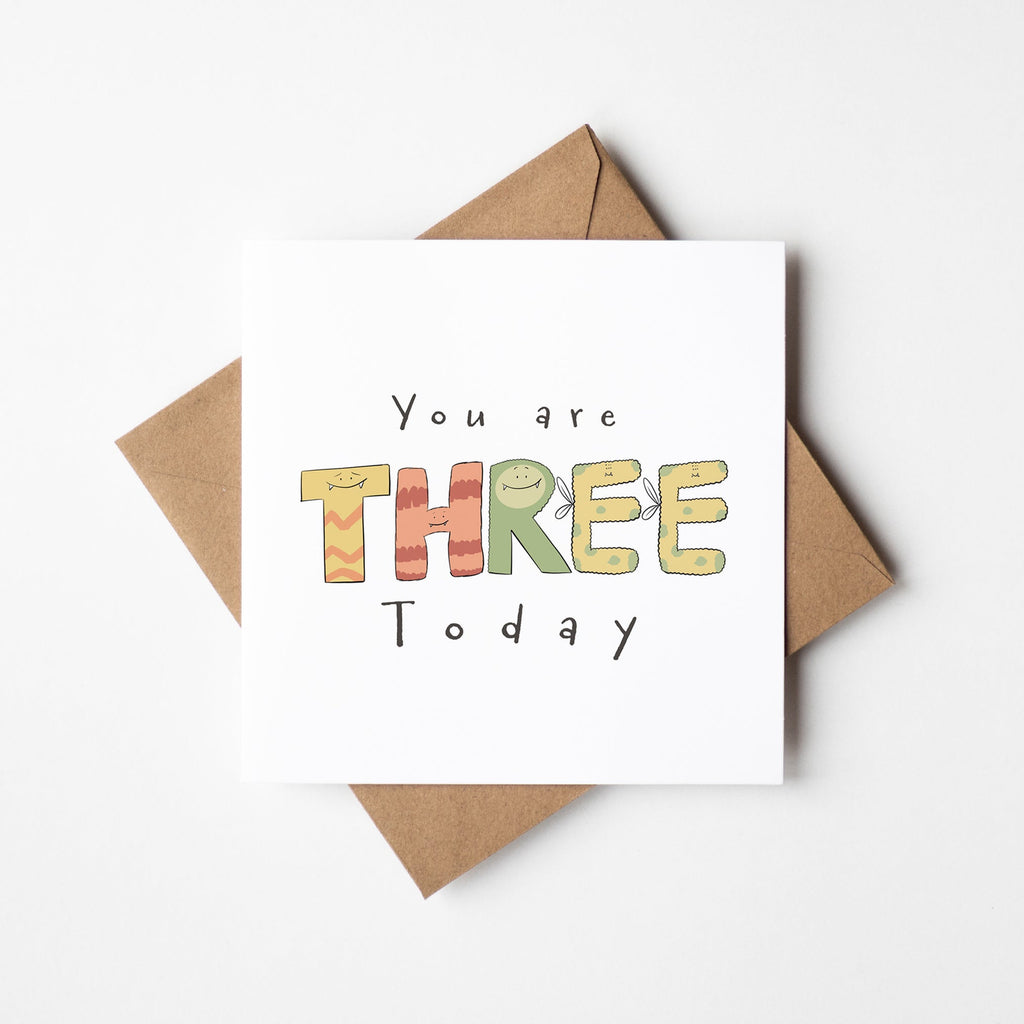 You Are 3 Today Cute Monster Milestone Birthday Card