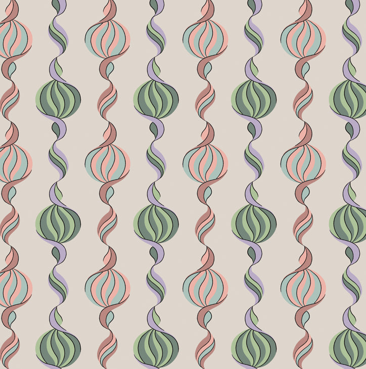 Carousel Twist Pastel Candy Oatmeal Linen Fabric