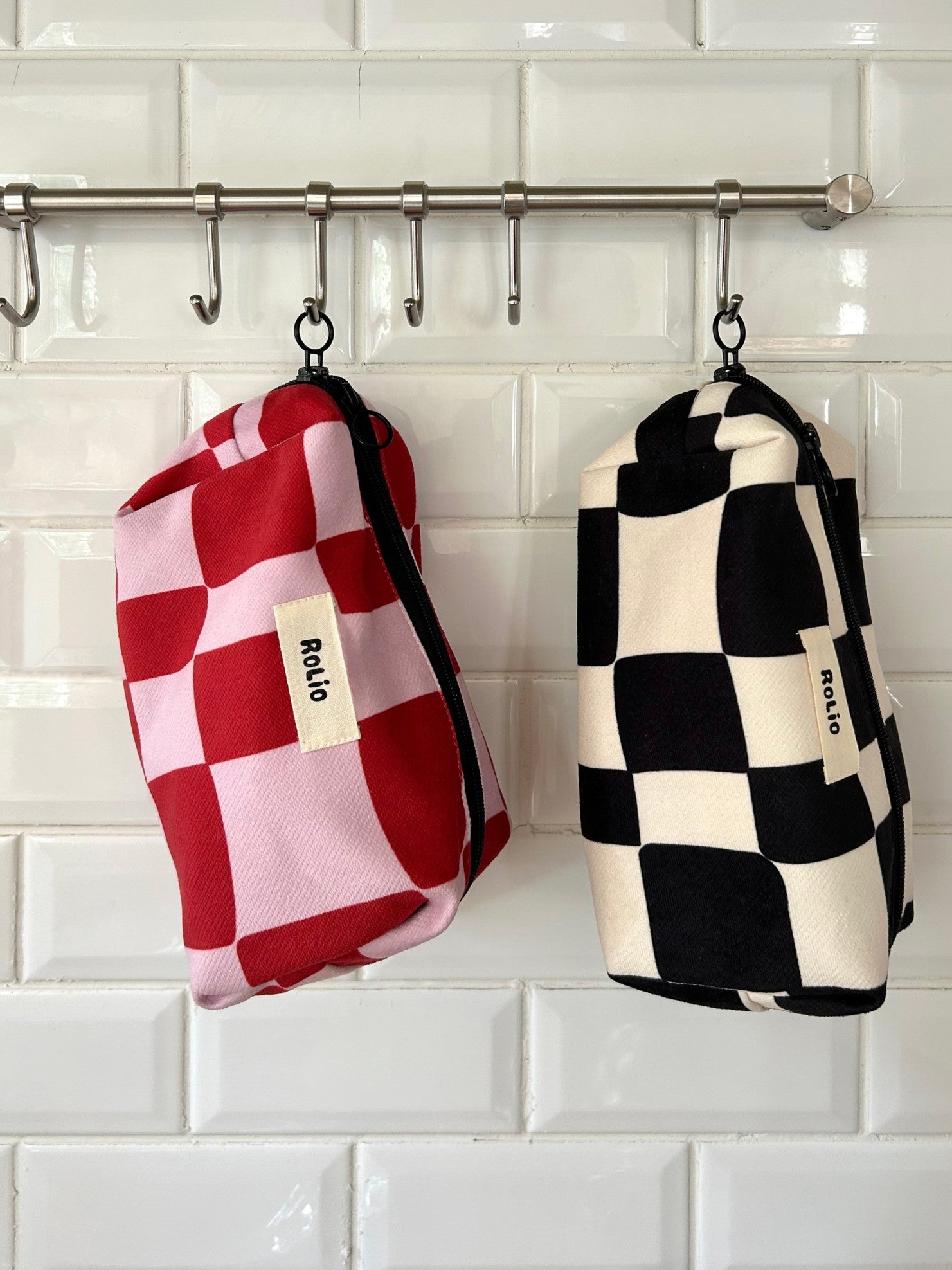 Mono Printed Wash Bag in Black and White