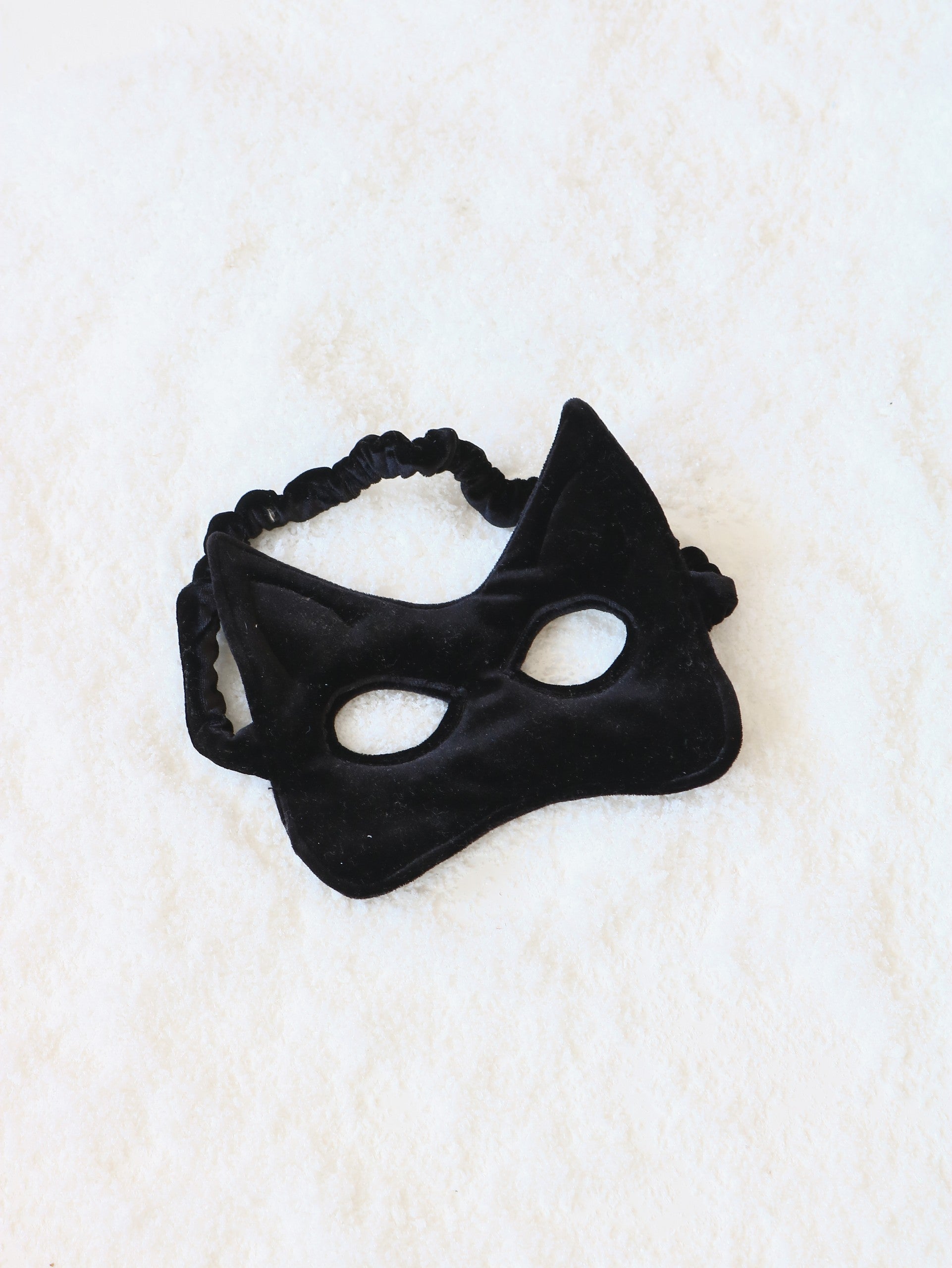 soft velvet black cat mask for kids with gentle sparkling sequins