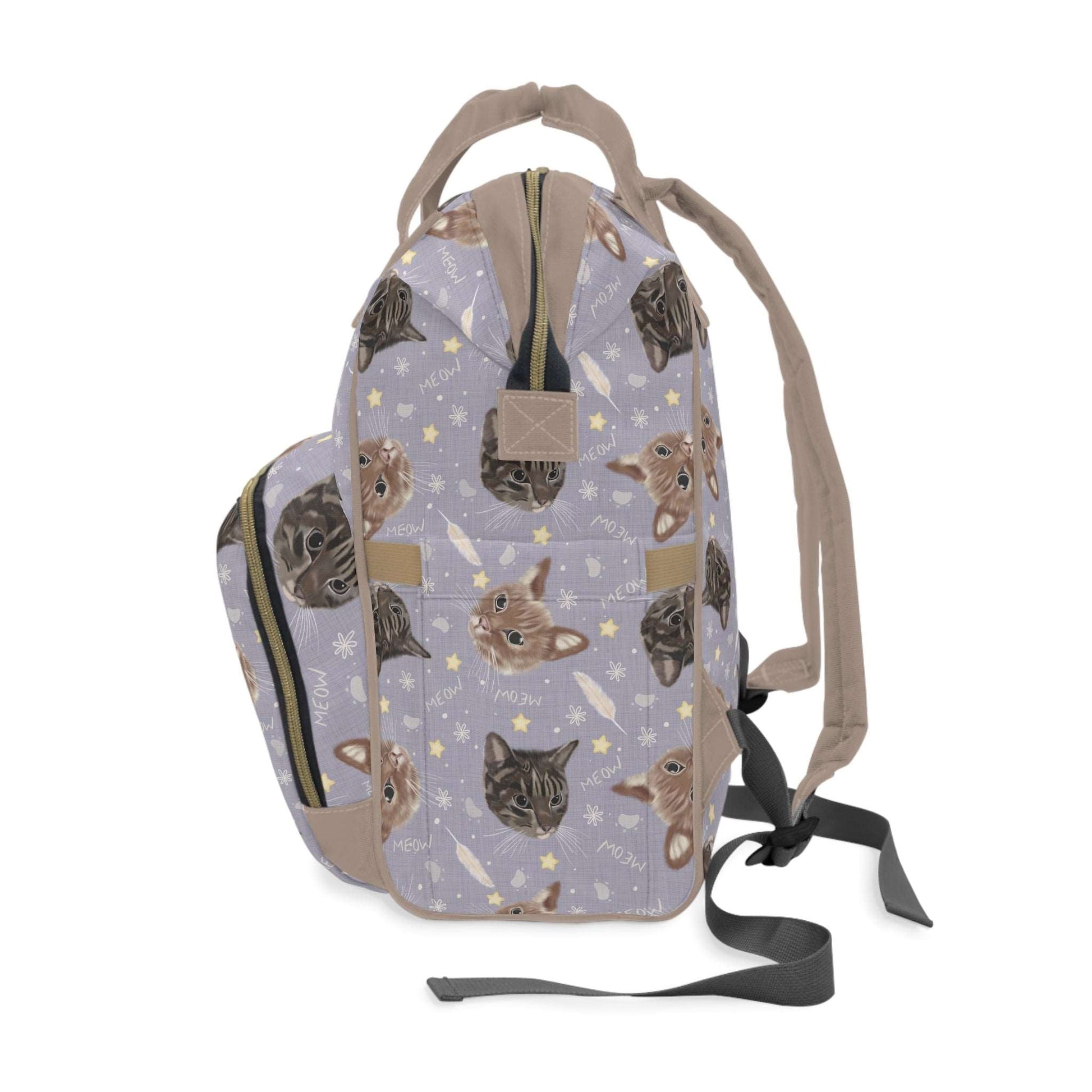 Cats and Kittens Baby Changing Bag in Purple and Lilac