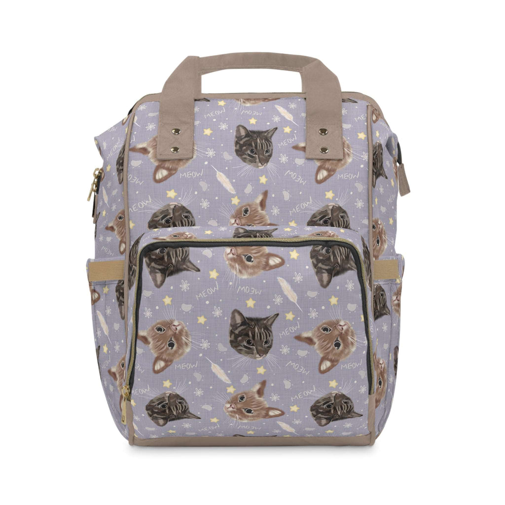Cats and Kittens Baby Changing Bag in Purple and Lilac