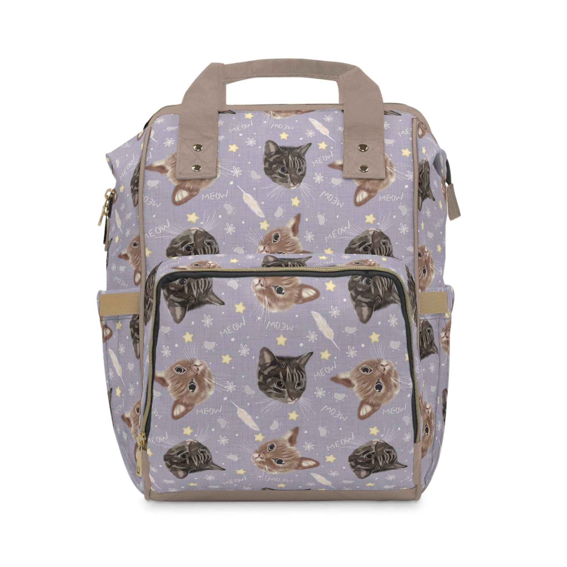 Cats and Kittens Baby Changing Bag in Purple and Lilac