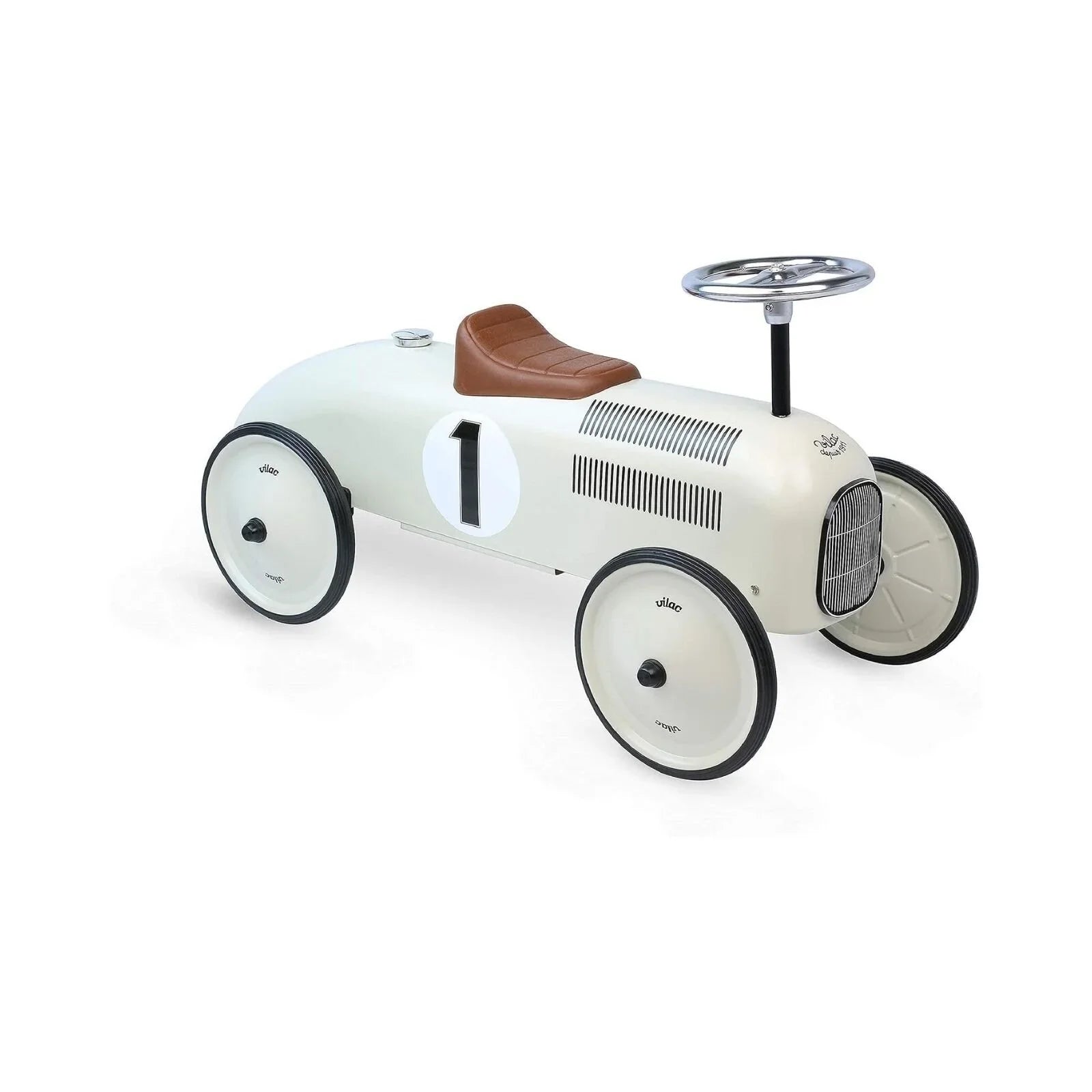 Off White Metal Ride On Car Toy