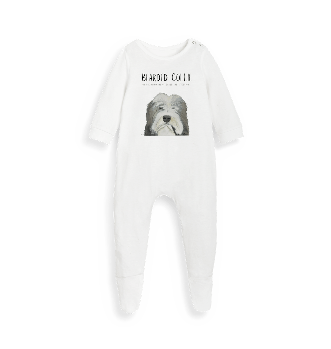 Bearded Collie Baby Sleepsuit Chaos and Cuddles All Night Long