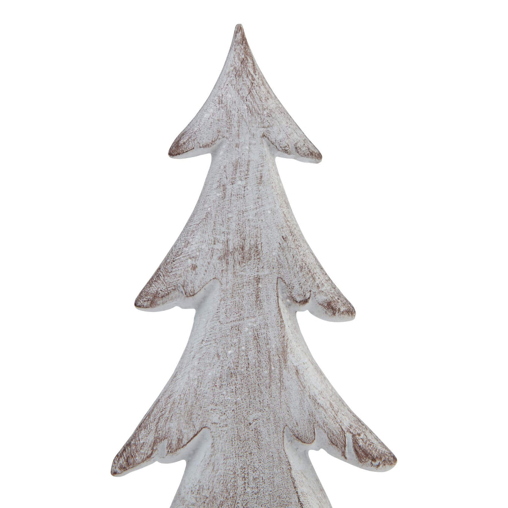 Hand-sculpted Nordic winter tree sculpture with snow-dusted branches, textured resin bark, and lifelike foliage, 39cm tall by RoomLondon at brixbailey.com