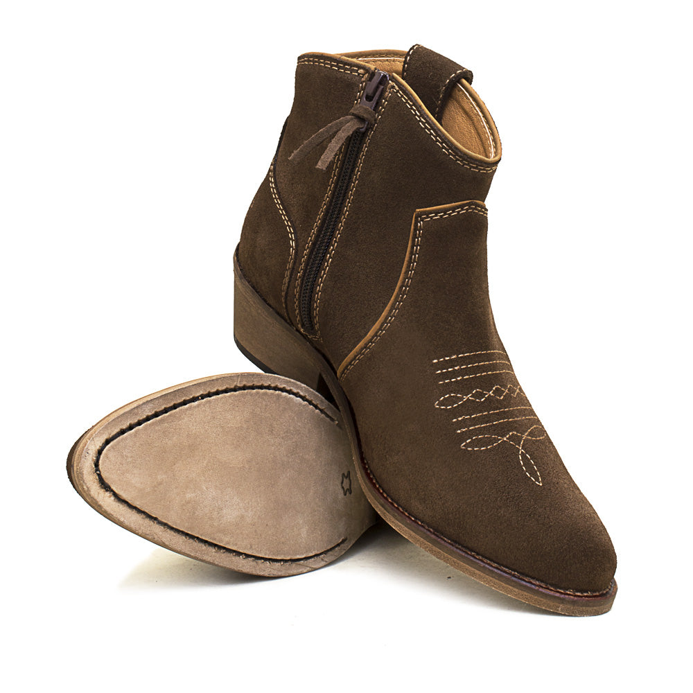 Brown Cowboy Boots in Soft Suede